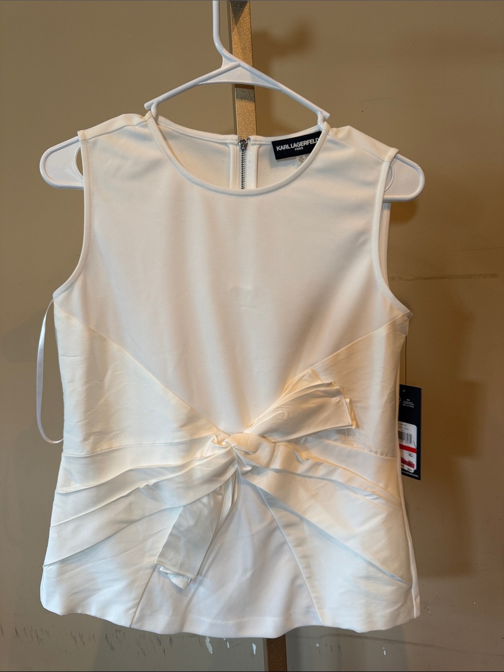 Karl Lagerfeld Cream Bow-Front Sleeveless Camisole